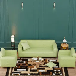 Lukzer Green 22 Pieces Self Design Sofa Cover With Cushion Covers & Anti slip Foam Sticks-image-46