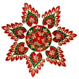 Kala Samarpan Green & Red Meenakari Foldable Rangoli With Centerpiece-25