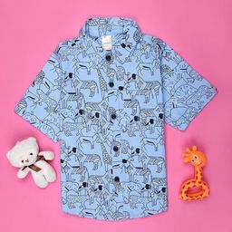 V-Mart Boys Conversational Printed Spread Collar Cotton Casual Shirt-picture-2