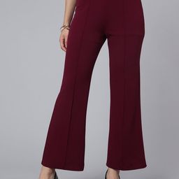 Selvia Women Comfort Flared Pleated Trousers-image-62