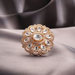 Saraf RS Jewellery Gold-Plated Kundan-Studded Adjustable Finger Ring-12