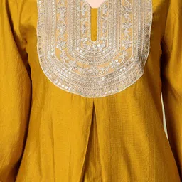 Sangria Ethnic Motifs Yoke Design Sequinned A-Line Kurta With Dhoti Pant & Dupatta image 2