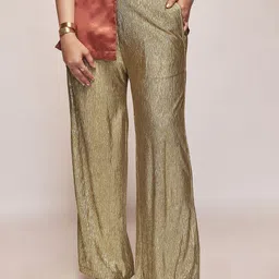 The Label Life Women Textured Flared High-Rise Trousers-image-28