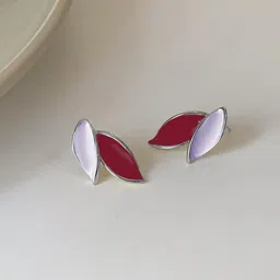 FIMBUL Silver-Plated Antique Leaf Shaped Studs-26