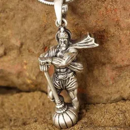 P. R. PRINTS Silver-Plated Stainless Steel Hanuman Ji Pendant With Chain-6