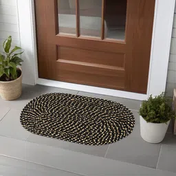 Kuber Industries Black 4 Pieces Textured Cotton Anti-Slip Doormats-image-54