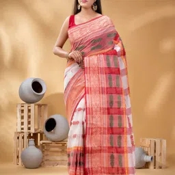 DESH BIDESH Woven Design Pure Cotton Taant Saree-image-23