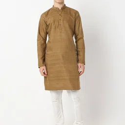 BELLAZO Men Thread Work Khadi Kurta-image-23
