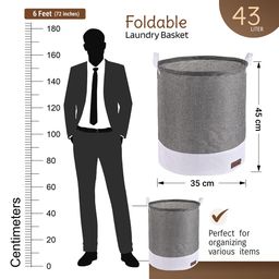 Kuber Industries Grey & White Foldable Cloth Basket With Handle - 43 L image 5