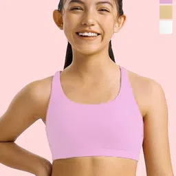 BRAAFEE Girls Pack of 3 Bra Full Coverage Non-Wired and Non Padded Bra-65