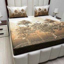 Pure Decor Majestic Mustard Floral Printed 500 TC Cotton King Bedsheet Set 2.74 m x 2.74 m-image-52
