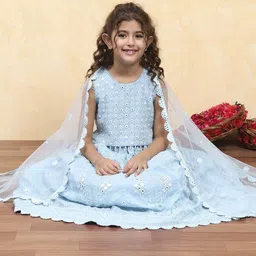 Biba Girls Embroidered Mirror Work Ready to Wear Lehenga & Blouse With Dupatta-picture-47