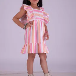 BAESD Striped Flutter Sleeve Linen Formal Fit & Flare Dress-image-96