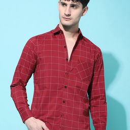 Metronaut Men Regular Fit Spread Collar Windowpane Checked Cotton Casual Shirt-image-105