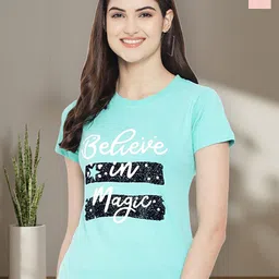 Dreambe Women Pack of 2 Typography Printed Round Neck Cotton T-shirts-picture-26