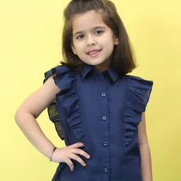 Baawri Girls Shirt Collar Sleeveless Cotton Top-picture-37