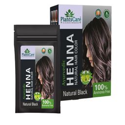 PlantsCare Ayurvedic Henna Natural Hair Color- 240g - Natural Black-1