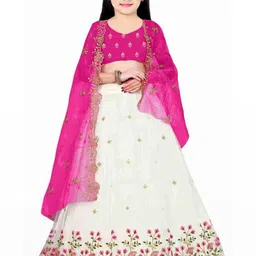 F Plus Fashion Girls Embroidered Semi-Stitched Lehenga & Unstitched Blouse With Dupatta-image-94