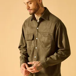 AKS Men Suede Open Front Jacket image 3