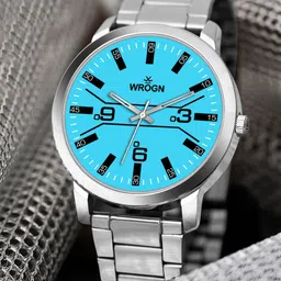 WROGN Men Printed Dial & Stainless Steel Straps Analogue Watch HOBWRG041SBL-43