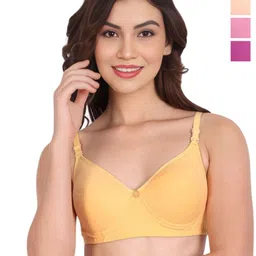 Liigne Women Pack Of 4 Full Coverage Lightly Padded Non-Wired Cotton T-shirt Bra-picture-10