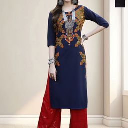 HERE&NOW Selection Of 2 Geometric Printed Round Neck Straight Kurtas-8