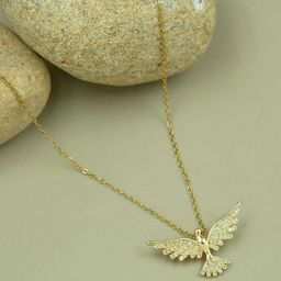 ARTKLIM Stainless Steel Gold-Plated Artificial Stones Studded Animal Shaped Pendant-image-89