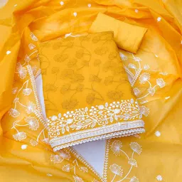 KALINI Floral Embroidered Chanderi Silk Unstitched Dress Material-image-8