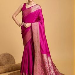 DWIJA FASHION Ethnic Motifs Zari Silk Cotton Banarasi Saree-image-29