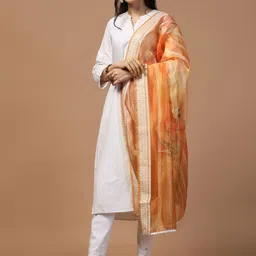 Kaizen TEXO FAB Ethnic Motifs Printed Organza Dupatta image 3