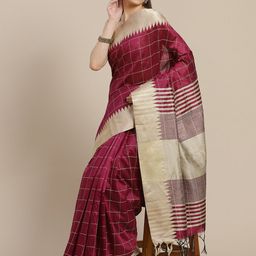 Anouk Checked Zari Silk Blend Saree-picture-15