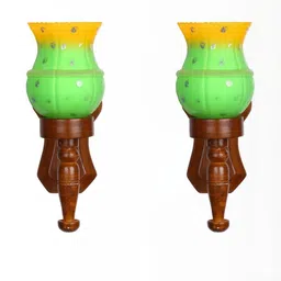 Somil Premium Designer Glass Wall / Night Lamp Elegant & Stylish Dcor Accent for Modern Interiors, color- Green, Yellow, Size, 19 X 23.5 X 33 CM-image-4