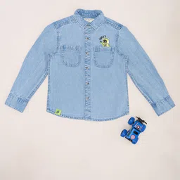 Pantaloons Junior Boys Spread Collar Solid Cotton Casual Shirt-16