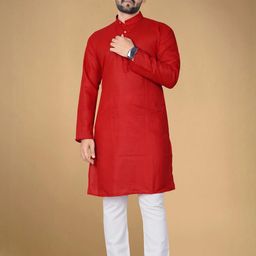 DVILLA Men Cotton Solid Straight Kurta-image-72