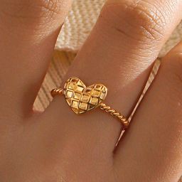 LULU & SKY Gold-Plated Heart Adjustable Finger Ring image 3