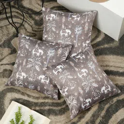 SOKNACK Brown 3 Pieces Ethnic Motifs Velvet Square Cushion Covers-20