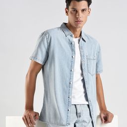 Calvin Klein Jeans Men Regular Fit Solid Spread Collar Pure Cotton Casual Shirt-picture-21