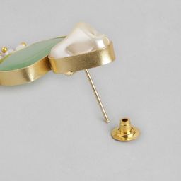 Anouk Gold-Plated Artificial Stones Studded And Beaded Geometric Drop Earrings image 2