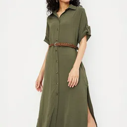 max Women Striped Shirt Midi Dress-image-59
