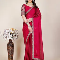 ANJANI TEXTILE Sequinned Embroidered Tissue Saree-image-74