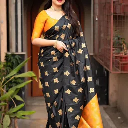 AMRUTKALA SAREES Ethnic Motifs Woven Design Kanjeevaram Silk Saree with Blouse Piece-picture-45