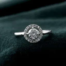 Voylla Rhodium-Plated AD Studded Valentine's Day Dreamy Glow Solitaire Finger Ring-58