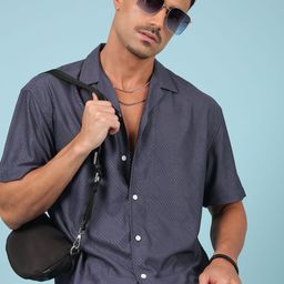 Voroxy Standard Self Design Spread Collar Wrinkle Free Shirt-image-6