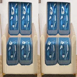Myntra Elegant Homes Blue & White 8 Pieces Printed 4 Seater Velvet Sofa Covers-image-94