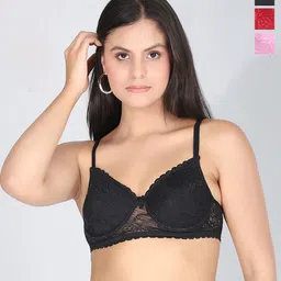 StyFun Women Pack of 3 Floral Full Coverage Underwired Lightly Padded Bra-36