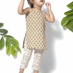 TJORI Girls Geometric Printed Pure Cotton Kurti with Trousers-picture-37