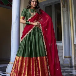 LOOKNBOOK ART Ethnic Woven Design Ready to Wear Lehenga & Unstitched Blouse With Dupatta-picture-19