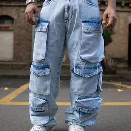 Powerlook Men Cotton Loose Fit Cargos Trousers-image-37