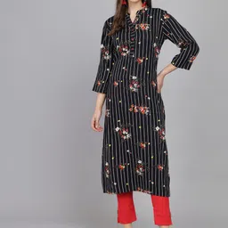Anouk Women Geometric Striped Sequinned Liva Kurta-43
