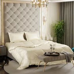 Stoa Paris Cream-Coloured Solid 4 Piece Double Queen Regular Bedding Set-34